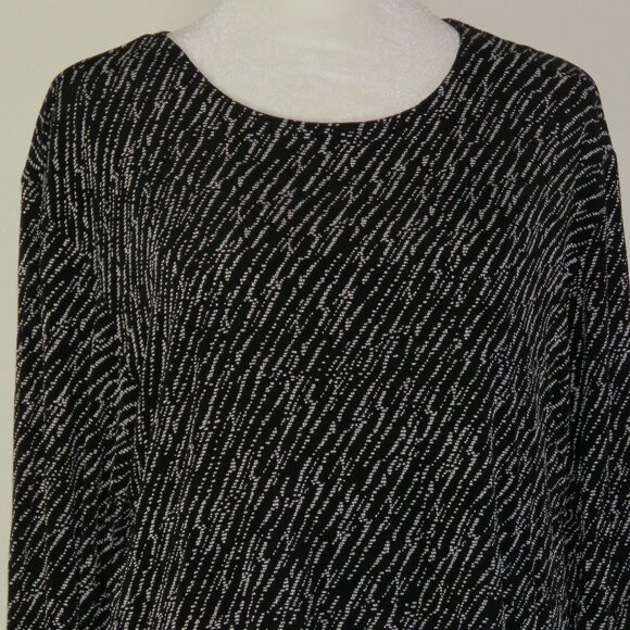 Ashli Couture Black & White Long-Sleeve Pullover Stretchy Top Size 2X (C1587) - Picture 1 of 6